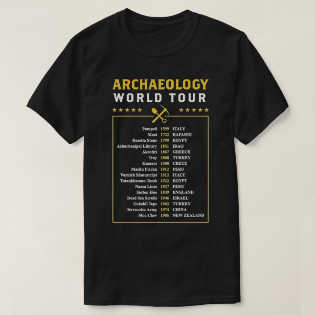 T-shirt Archéologie World Tour Archéologue Cadeau (Design devant)