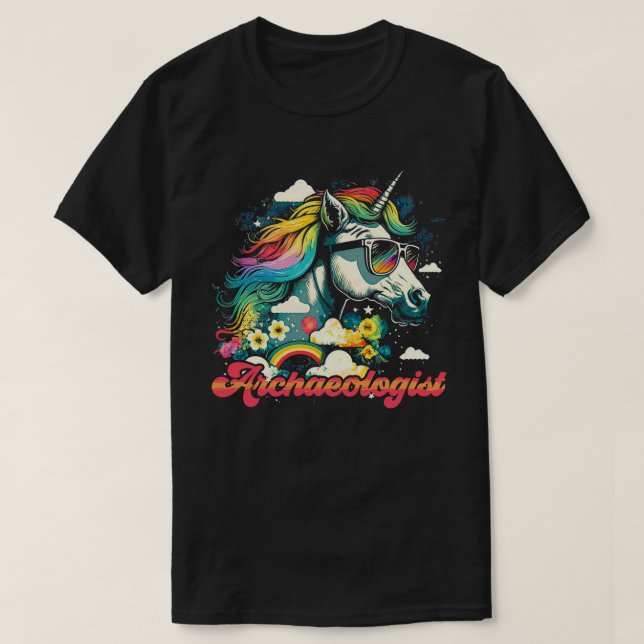 T-shirt Archéologue Rainbow Unicorn (Design devant)