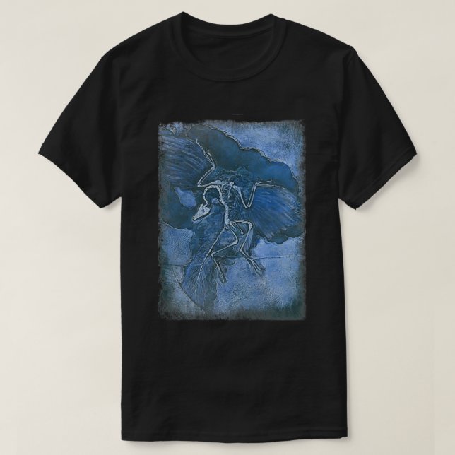 T-shirt archéopteryx en bleu (Design devant)