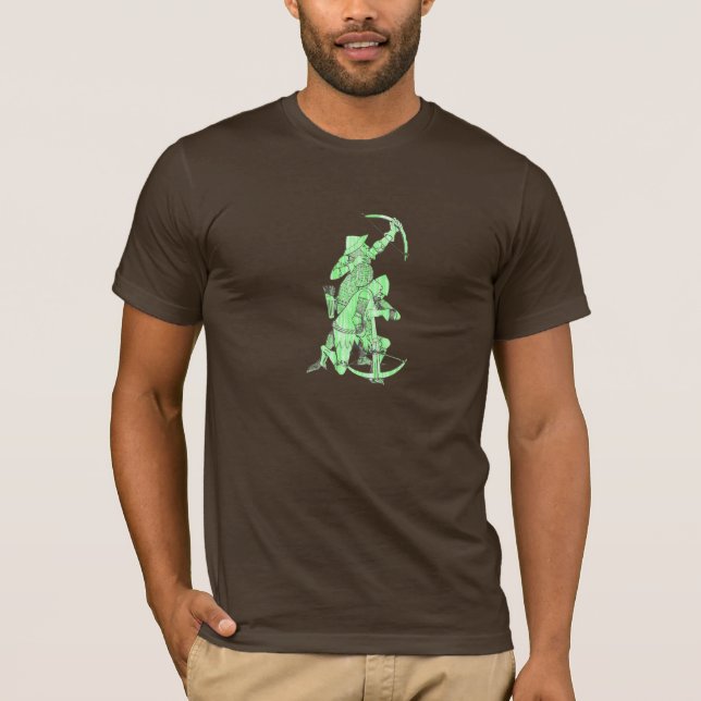 T-shirt Archer médiéval et arbalétrier - vert (Devant)