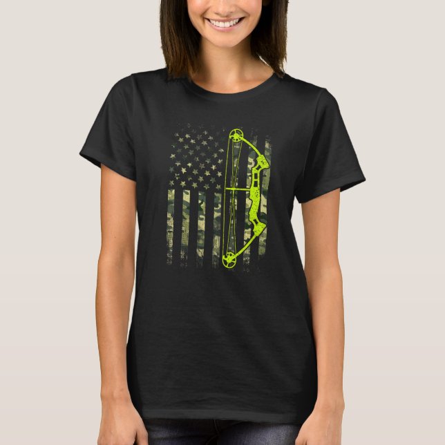 T-shirt Archer Retro Arc Composé Bow Usa Drapeau Archer 4e (Devant)