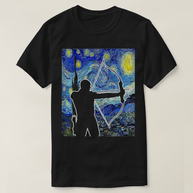 T-shirt Archer Starry Nuit Van Gogh Bow Chasse Tir à l'arc (Design devant)