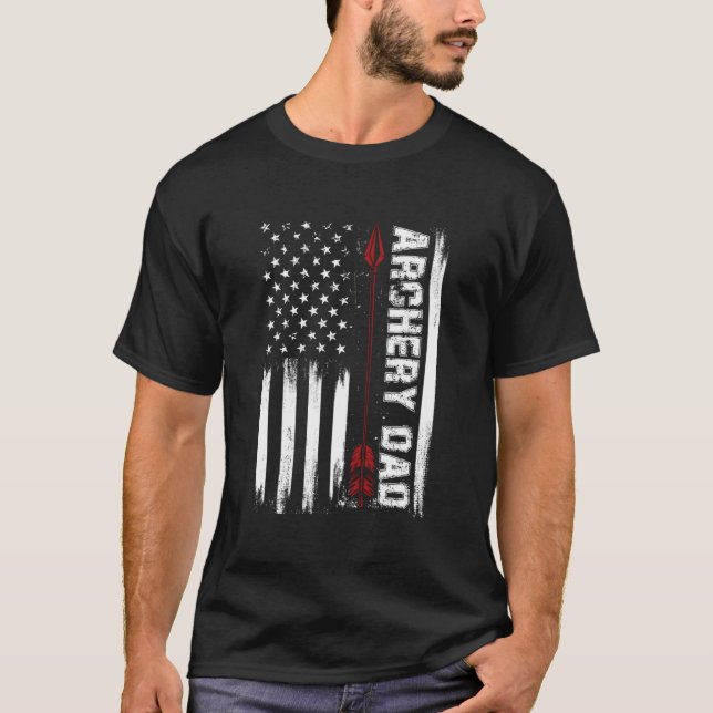 T-shirt Archery Dad Usa Red White Flag (Devant)