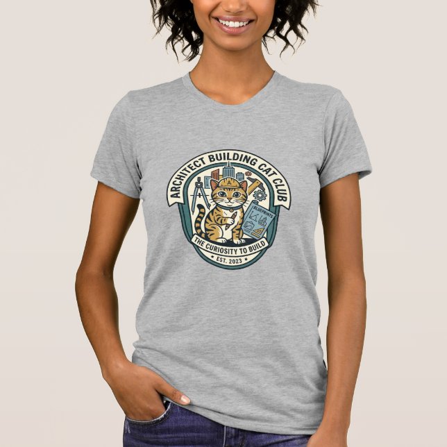 T-shirt Architect Building Cat Cat Graphic Tee Art - Archi (Devant)