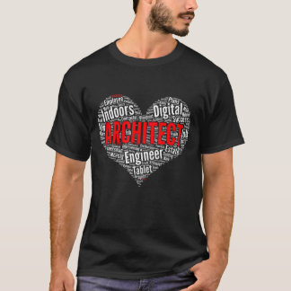 T-shirt Architecte Forme cardiaque Mot Cloud Conception Po