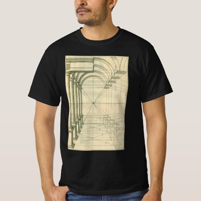 T-shirt Architecture Ancienne, Arches Colonnes Perspective (Devant)
