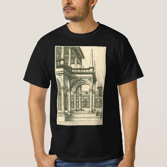 T-shirt Architecture Ancienne, Cour romaine avec Colonnes (Devant)