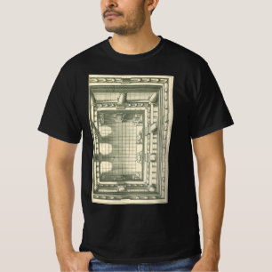 T-shirt Architecture vintage, perspective de la cour à l'a