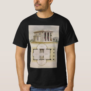 T-shirt Architecture vintage, plan d'étage et villa grecqu