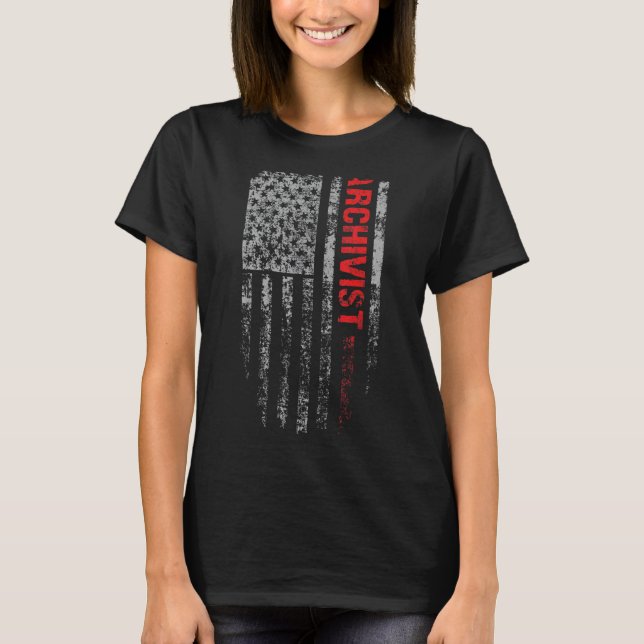 T-shirt Archiviste USA Profession Drapeau Archiviste Vinta (Devant)