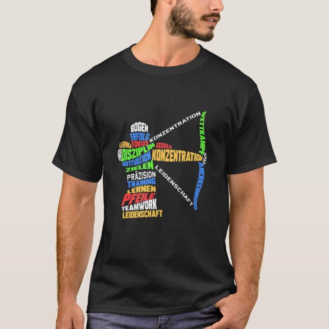 T-shirt Arcs de tir à l'arc Archer Word cible (Devant)