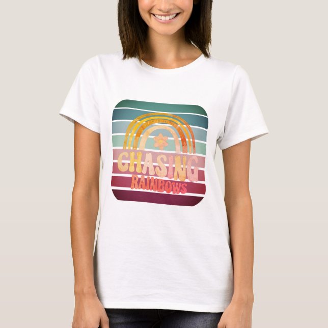 T-shirt Arcs-en-ciel de chasse rétro (Devant)