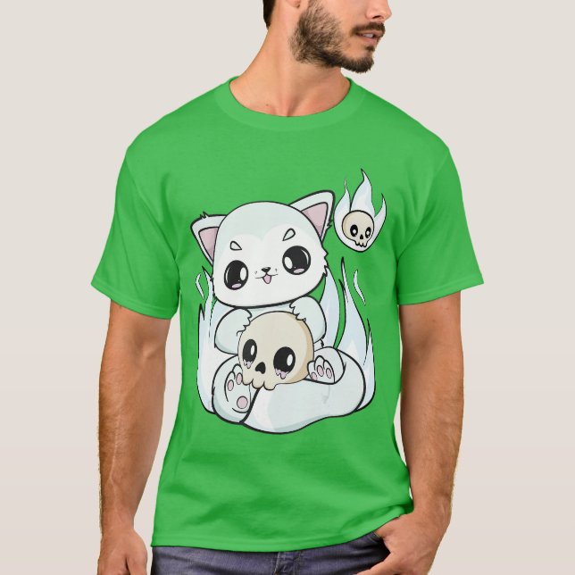 T-shirt Arctic Fo Plays With Kawaii Halloweenoy For Horror (Devant)