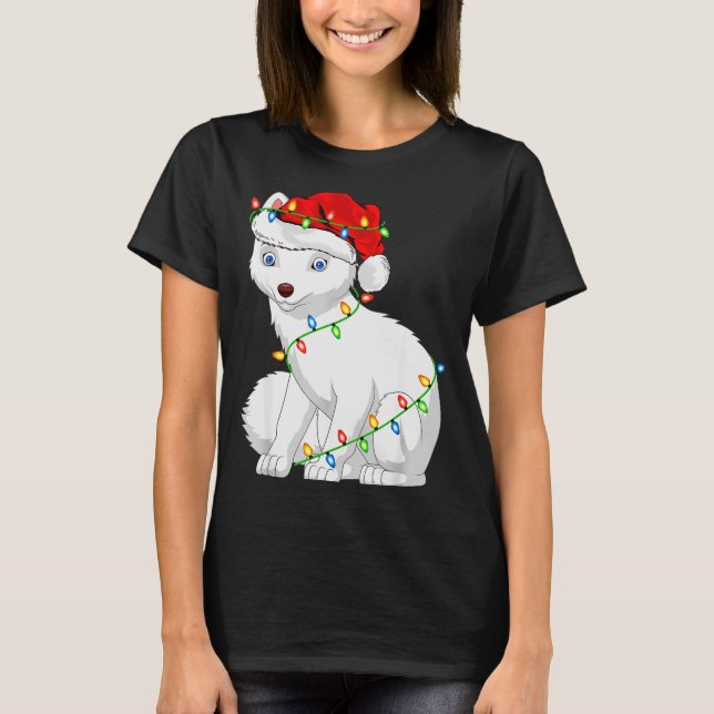 T-shirt Arctic Fox Animal Lover Xmas Santa Hat Arctic Fox  (Devant)