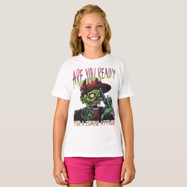 T-shirt Are You Ready | Funny Kids Zombie Attack Shirt (Devant entier)