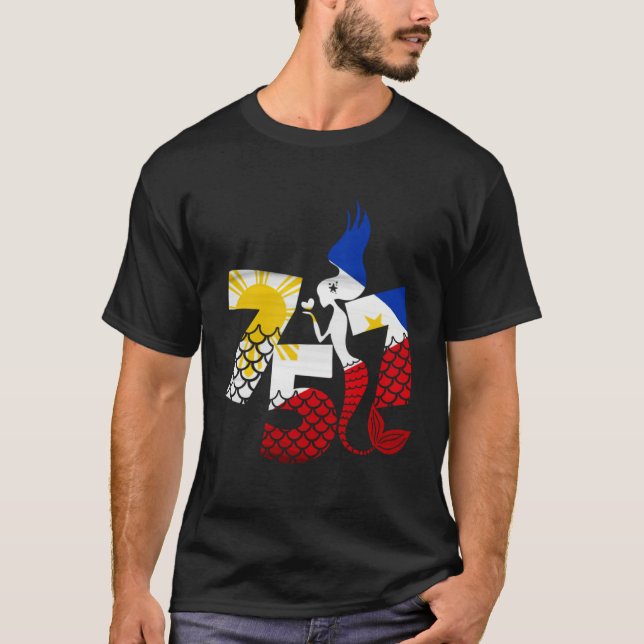 T-shirt Area Code 757 Filipino American With Mermaid Phili (Devant)