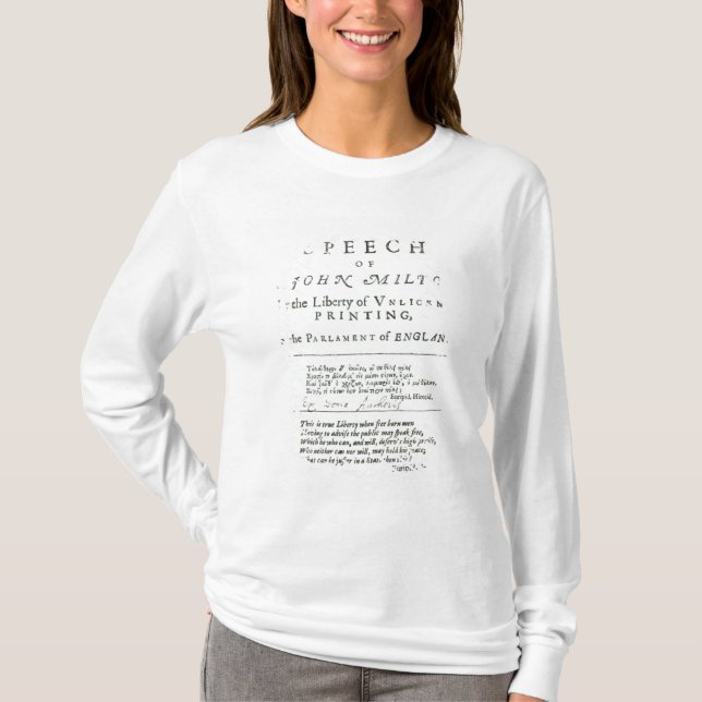 T-shirt Areopagitica un discours de John Milton (Devant)