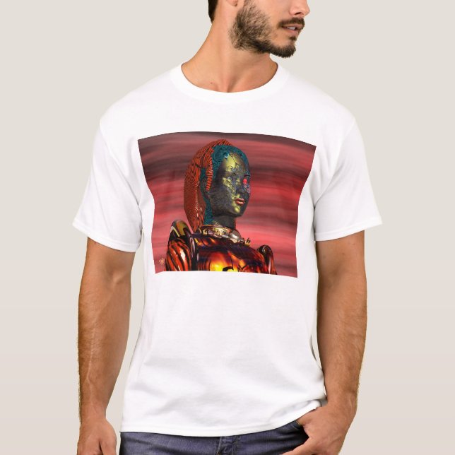 T-SHIRT ARES - PORTRAIT CYBORG EN SUNSET (Devant)