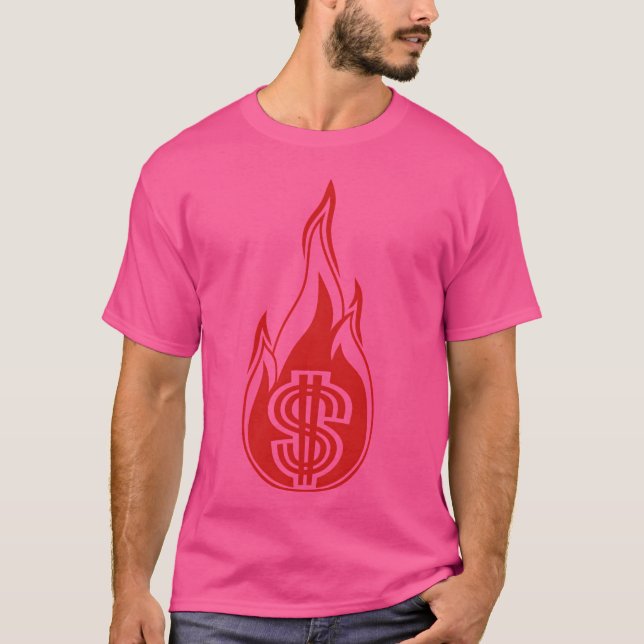 T-shirt argent chaud brûler dépenser feu flamme torche sym (Devant)