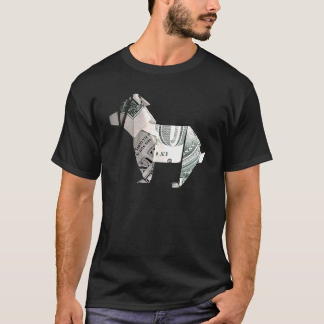 T-shirt Argent Chien Origami Espèces (Devant)