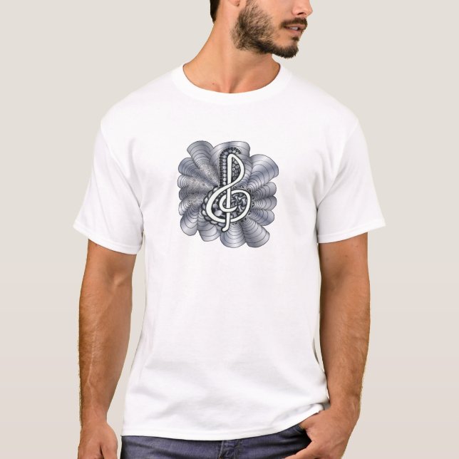 T-shirt Argent Clé Treble personnalisable (Devant)