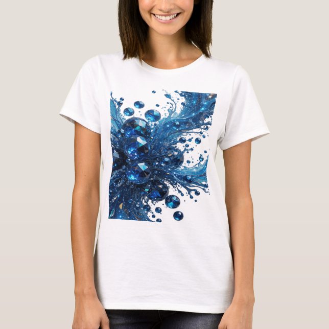 T-shirt Argent Dynamique Impression DIAMANTS BLEUS (Devant)