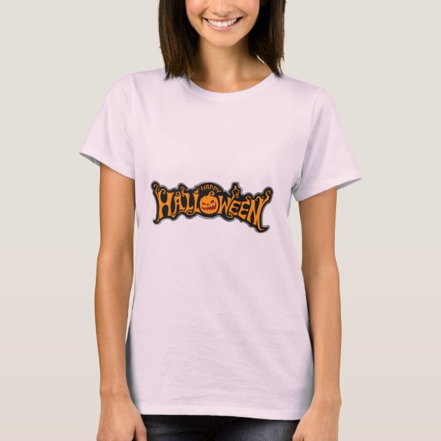 T-shirt Argent encadré Happy Halloween Ruby Eyed Citrouill (Devant)