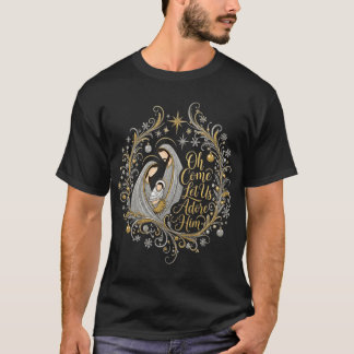 T-shirt Argent et or prospèrent ami rétro Nativité