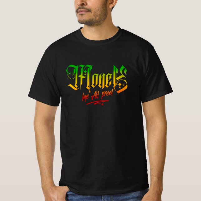T-shirt Argent Mi Ah Pree ! Rasta Colours Reggae (Devant)