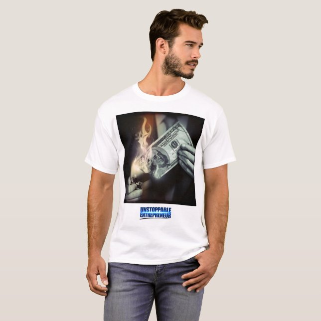 T-shirt argent pour brûler la chemise (Devant entier)