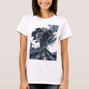 T-shirt Argent Propre ROSES BLEUES ET BLANCHES Texte Desig