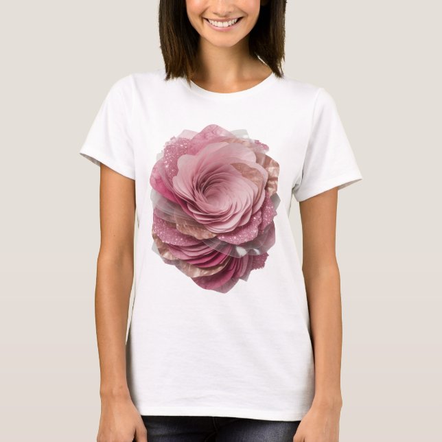 T-shirt Argent Vif ROSE ROSE Conception sur mesure (Devant)