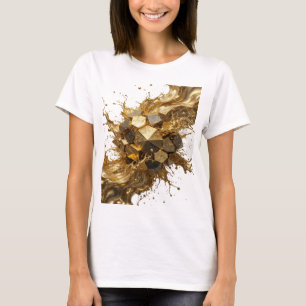 T-shirt Argenté Cool ÉCLABOUSSURES DORÉES ET CUBES MÉTALLI