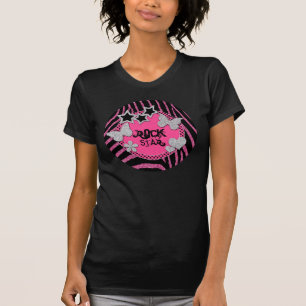 T-shirt argenté noir rose de vedette du rock de