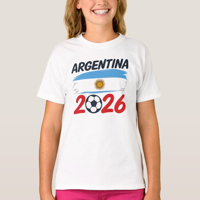 T-shirt Argentina 2026 Soccer Fan Design Flag Colors (Devant)