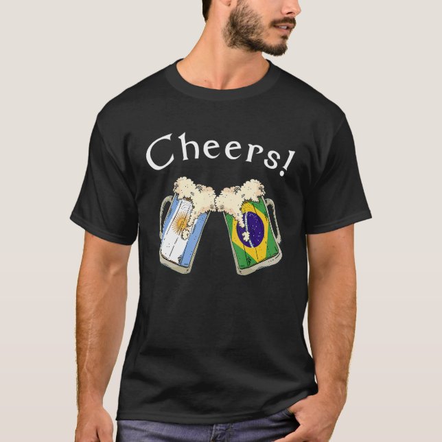 T-shirt Argentina Brazil Flag Cheers Beer Grown Patriot Co (Devant)