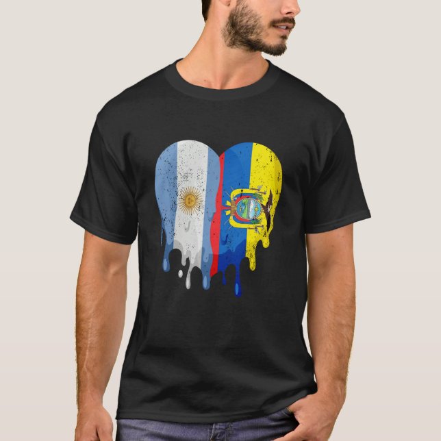 T-shirt Argentina Ecuador Flag Heart Citizen Grown Patriot (Devant)