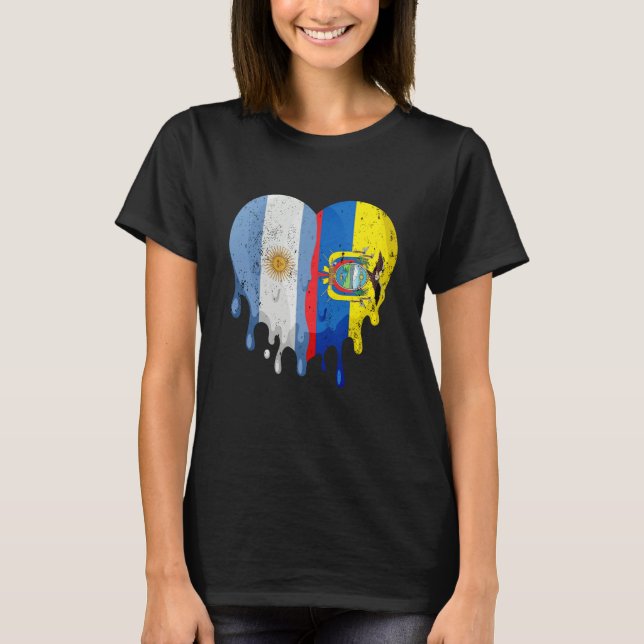 T-shirt Argentina Ecuador Flag Heart Citizen Grown Patriot (Devant)