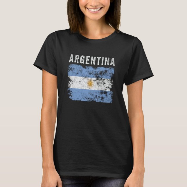 T-shirt Argentina Flag Distressed Men Women Kids Argentine (Devant)