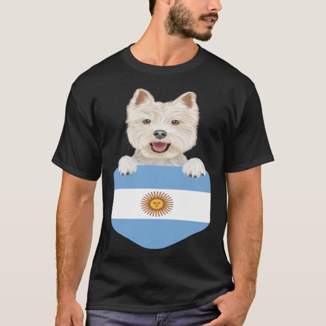 T-shirt Argentina Flag West Highland White Terrier Dog In  (Devant)