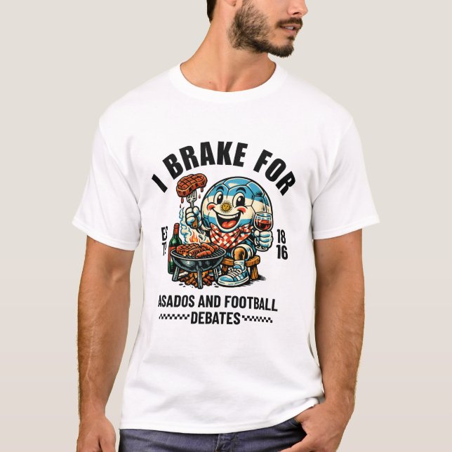T-shirt Argentina : I brake for asados and football (Devant)