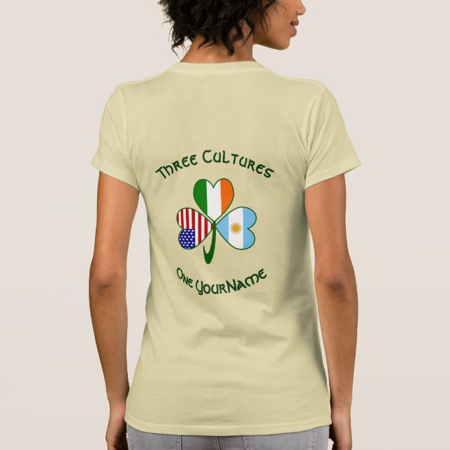 T-shirt Argentina Ireland USA Shamrock Personalize Women's (Dos)