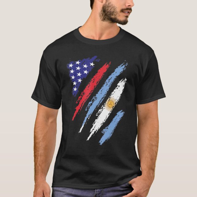 T-shirt Argentine American Grosse Drapeau USA Patriot Heri (Devant)