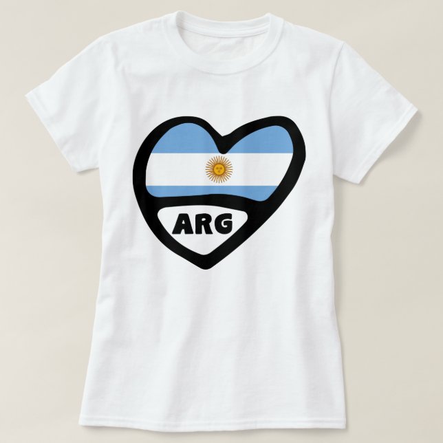 T-shirt Argentine Code Pays Drapeau Coeur ARG (Design devant)