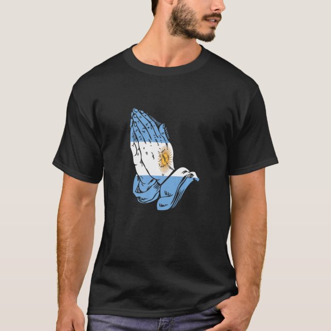 T-shirt Argentine Drapeau Des Mains De Prière Camisa De Ar (Devant)