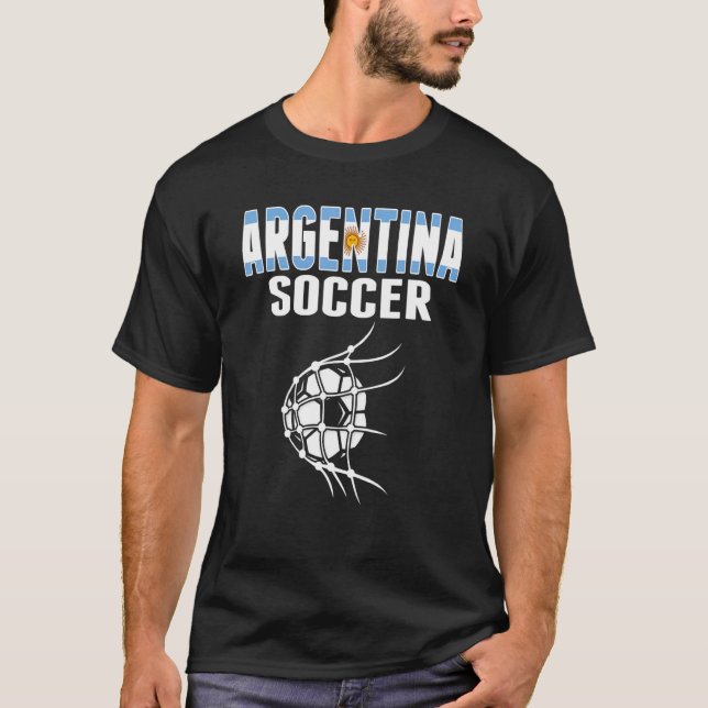 T-shirt Argentine Football Ball In Net Football Argentin (Devant)