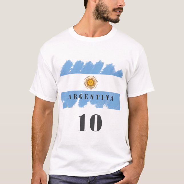 T-shirt Argentine football numéro 10 maillot personnalisat (Devant)