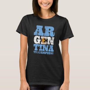 T-shirt Argentine Tri Campeon Drapeau Football Sport Équip
