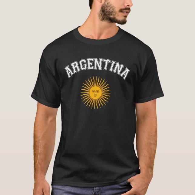 T-shirt Argentine Varsity Style Soleil de Mai Blanc (Devant)