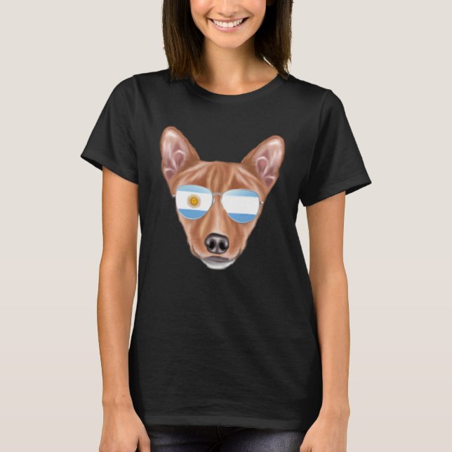 T-shirt Argentinian Flag Basenji Dog Argentina Pocket (Devant)